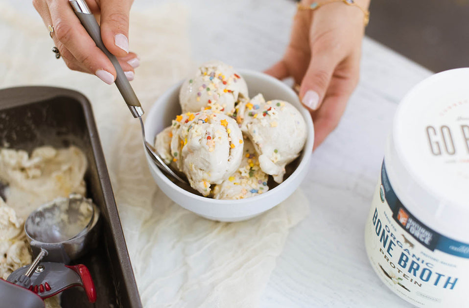 Keto Cake Batter Nice Cream with Bone Broth Protein (Low-Carb Dessert