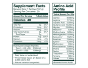 Supplement Facts Panel for 30 servings Organic Collagen 