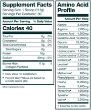 30 Serving Collagen Peptides Supplement Facts Panel